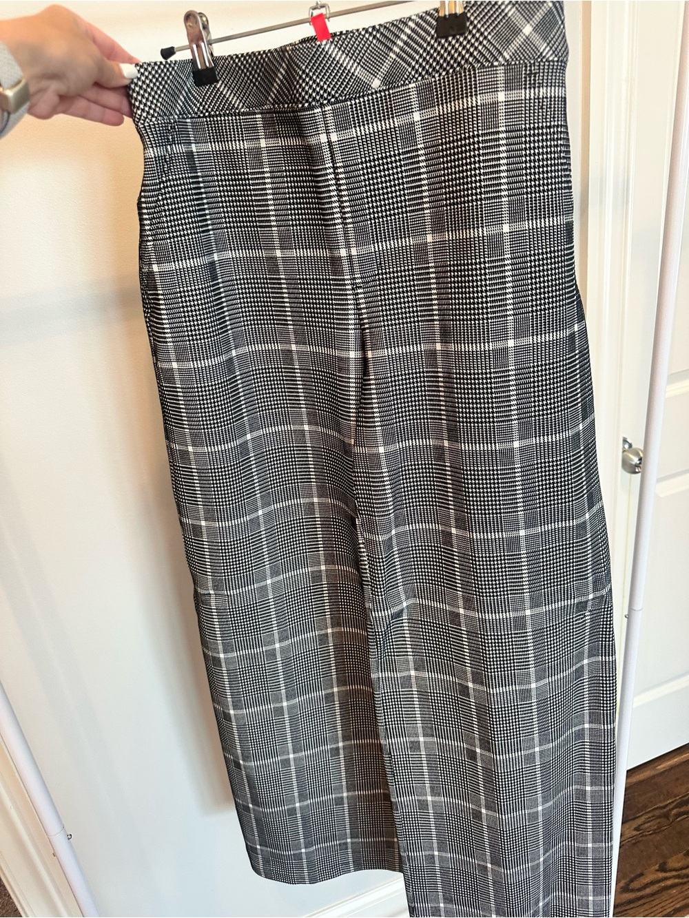 SPANX Black & White Plaid Wide-Leg Trousers